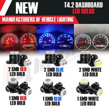 T4.2 2 LED SMD DASHBOARD BULBS CLOCK SPEEDO CLUSTER BULBS WHITE RED BLUE 12V