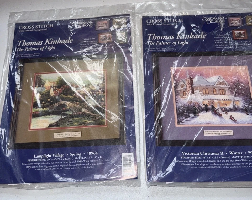 Set Kreuzstich Winter Thomas Kinkade Victorian Christmas II Lampenlicht Dorf