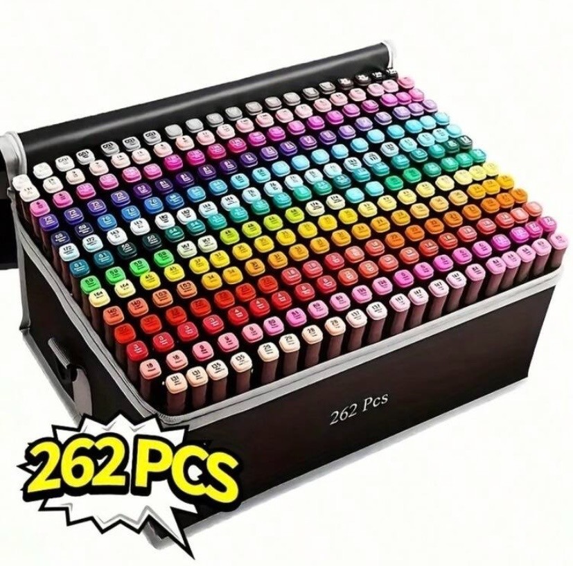 Set Dual Tip Art Markers For Drawing Sketching - New