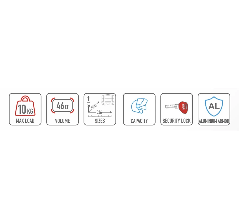 MONOKEY TREKKER BLACK ALUMINIUM TOP CASE - 46 LT GIVI KAWASAKI NINJA 300 2015 15 Foto 3 de 4