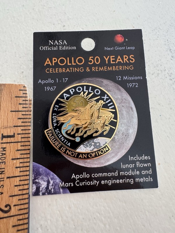 NASA Apollo 13 Pin 50th Anniversary Contains Flown Metal Failure Is Not An Optio