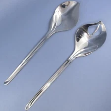 WMF 18/10 Stainless Korea Pair Floral / Leaf Form Salad Server Set Fork Spoon