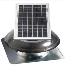 Air Vent Attic Fans 24.35"W Galvanized Steel Solar Powered Exhaust Roof Black