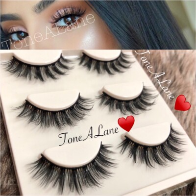 US SELLER | 4x Mink Lashes Eyelashes 3D WISPY Eyelash Extension Makeup Fur fluff