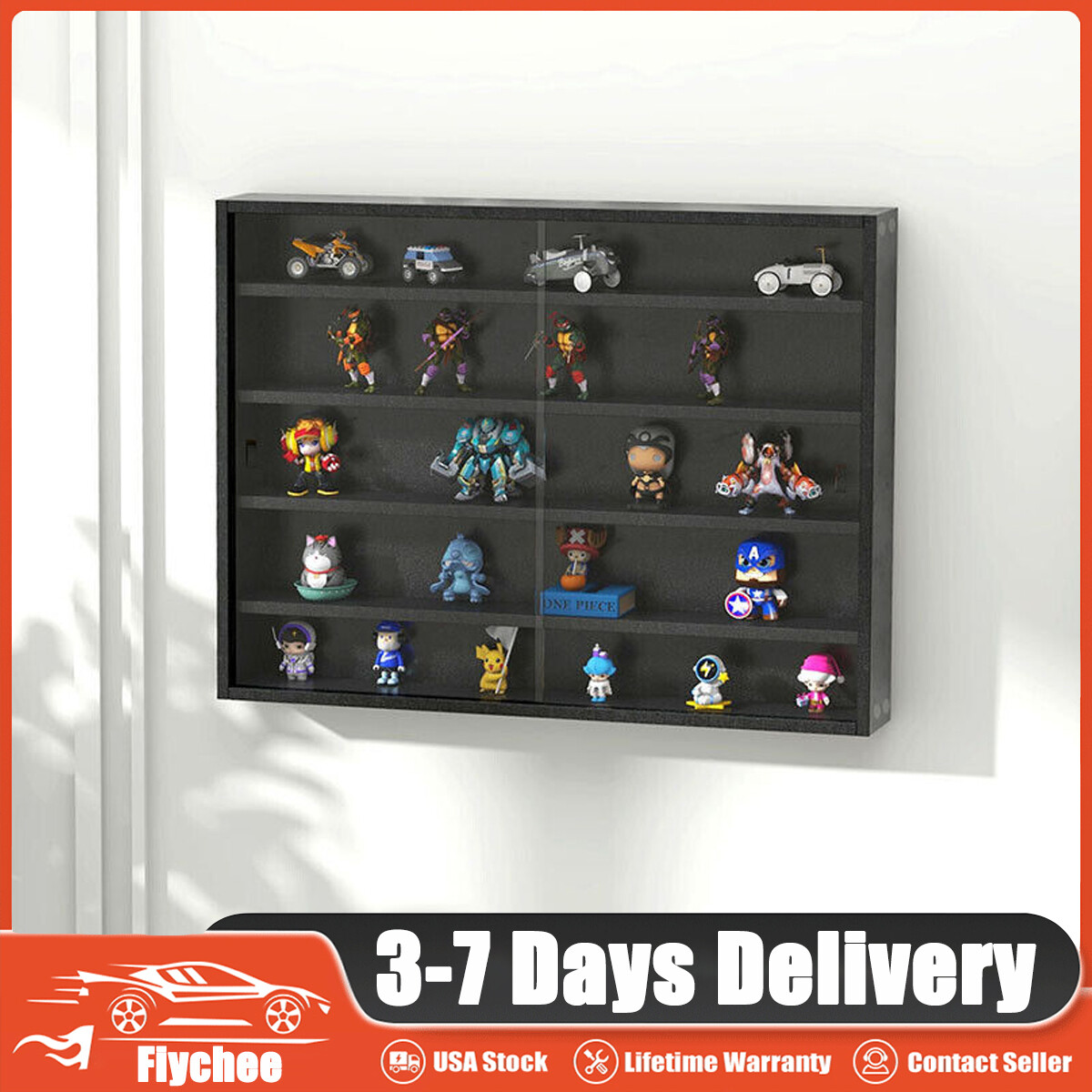 5 Tiers Toy Display Cabinet Shelf with Lid Shelves Cabinet Model Storage Unit US-image