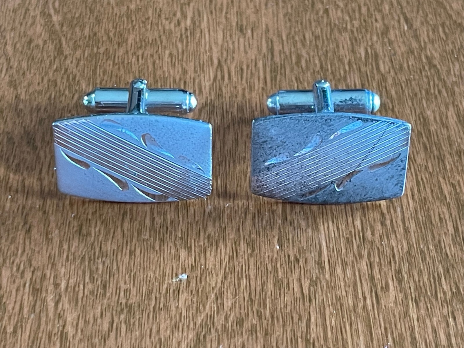 VINTAGE STERLING SILVER ROUNDED RECTANGLE CUFFLIN… - image 1