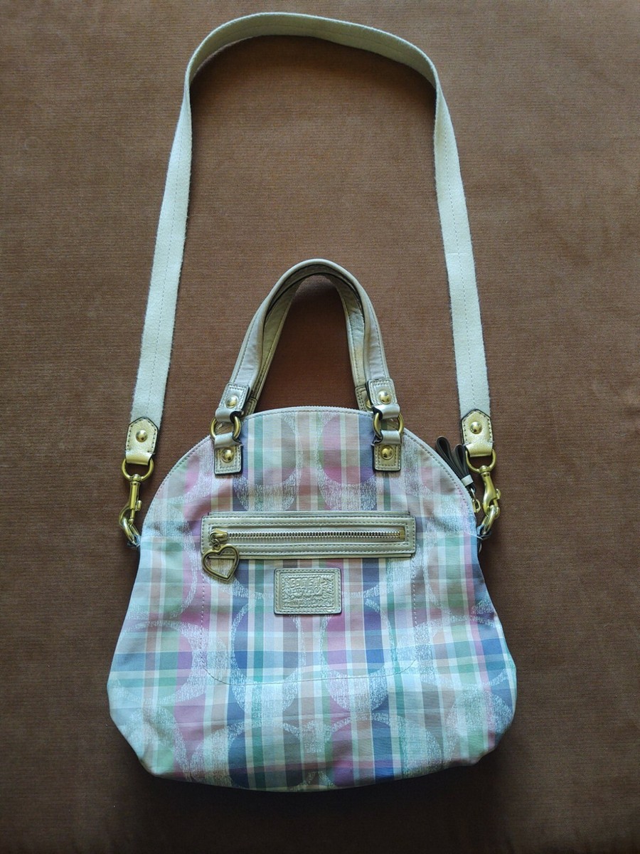 バッグ Coach Daisy Madras Poppy Pocket Shoulder EUC Coach Poppy Daisy Madras Shoulder Bag with a matching