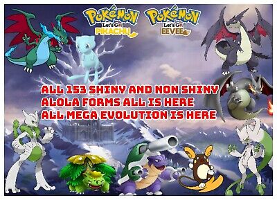 Pokemon Let's Go Pikachu & Eevee ✨ SHINY ✨6 IV MEGA Alakazam FAST DELIVERY