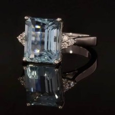 Emerald Cut Aquamarine Ring in Sterling Silver Aquamarine Jewelry For Women Gift