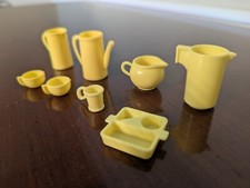 Vintage Barbie Doll Kitchen Yellow Dishes Lot 1990s Cups Pitchers Toddler Plate