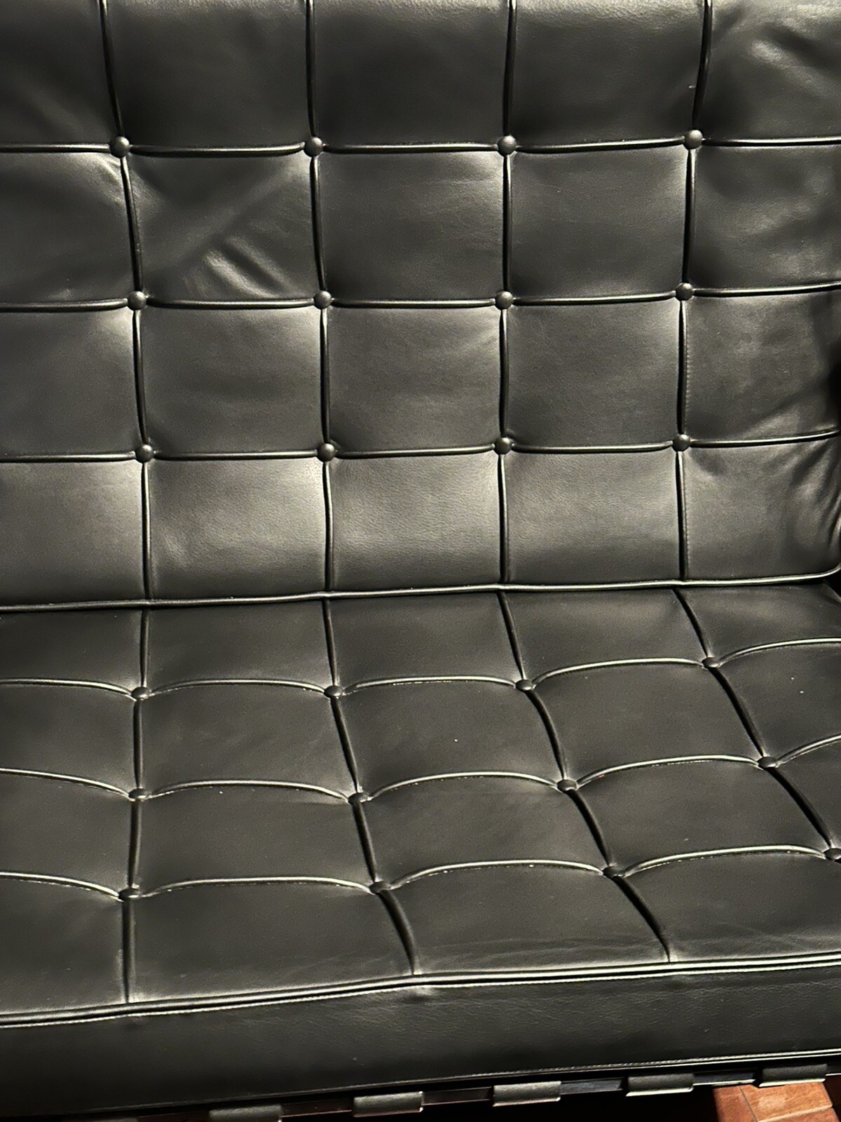 NEW KNOLL STUDIO BARCELONA CHAIR MIES VAN DER ROHE BLACK LEATHER CHROME ART DECO