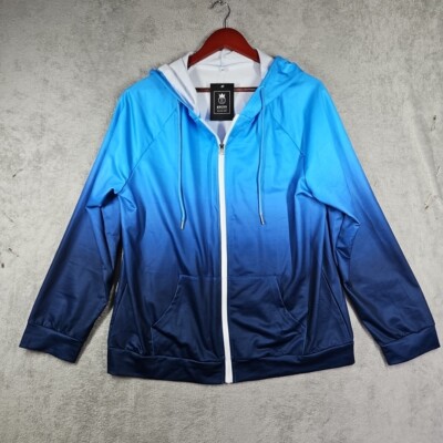 ETCYY ''Do Yourself'' Men Sweatshirt Zip Sports Hoodie Jacket Blue Ombre Sz XL NWT