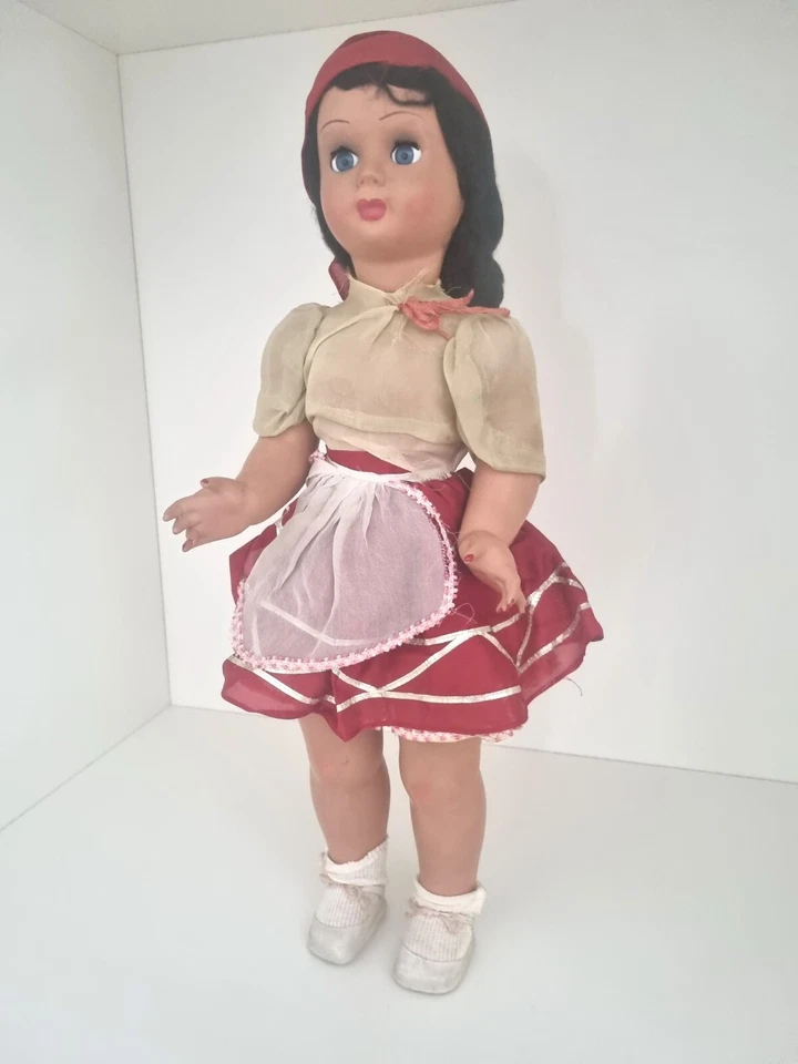 Bambola vintage anni 40 antica old doll in celluloide con abiti originali cm 66 - Immagine 3 di 4