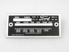 DATA PLATE FITS TO VINTAGE FORD FAIRLANE 1958 #V209-7