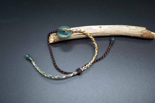 Pulsera de Jade Natural Donut Jade Pulsera de Jade Anudada Longitud Ajustable - Imagen 1 de 9