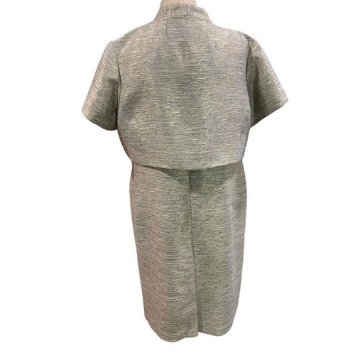 Size 18W Jones New York Sheath Dress and Jacket Gold and Gray Metallic Lined - Picture 12 of 13