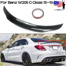 PSM Style Rear Trunk Spoiler For Benz W205 C Class C200 C300 4DOOR Carbon Color