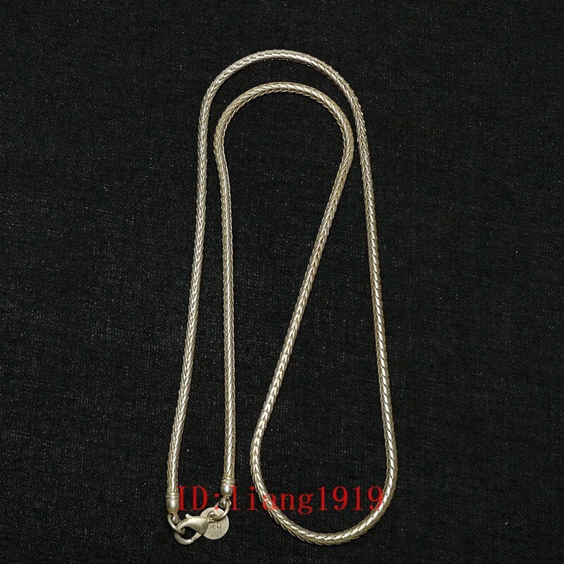 L 24 Inch Old Chinese Tibet Silver Handmade Necklace Bracelet Gift Collection