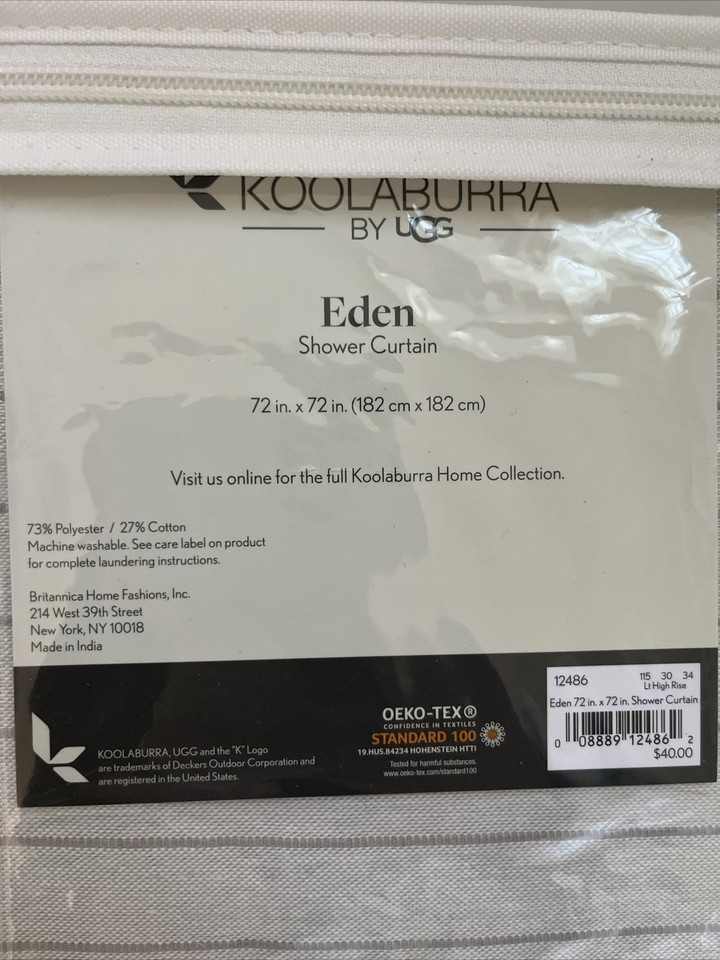 Koolaburra by UGG Eden Shower Curtain Light Gray Striped Minimalist