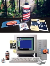 Jurassic Park Dennis Nedry Desk Props- Barbasol Cryocan, Ingen ID Badge