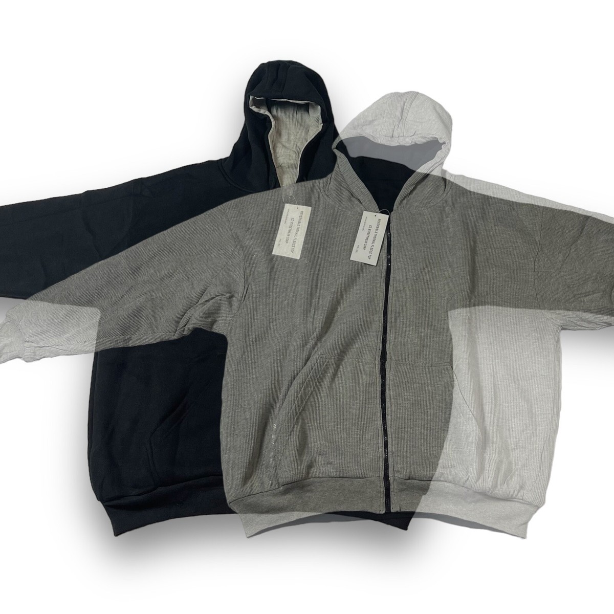 Thermal Waffle Knit Full Zip 4XL Reversible Hoodie Mens Thermal Waffle Knit Full Zip 4XL Reversible Hoodie Mens