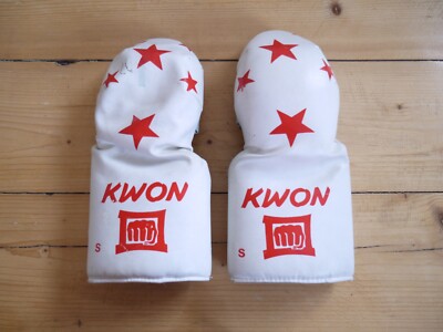 KWON Handschutz Handschoner Kampfsport Gr. 3 weiß rot - gut