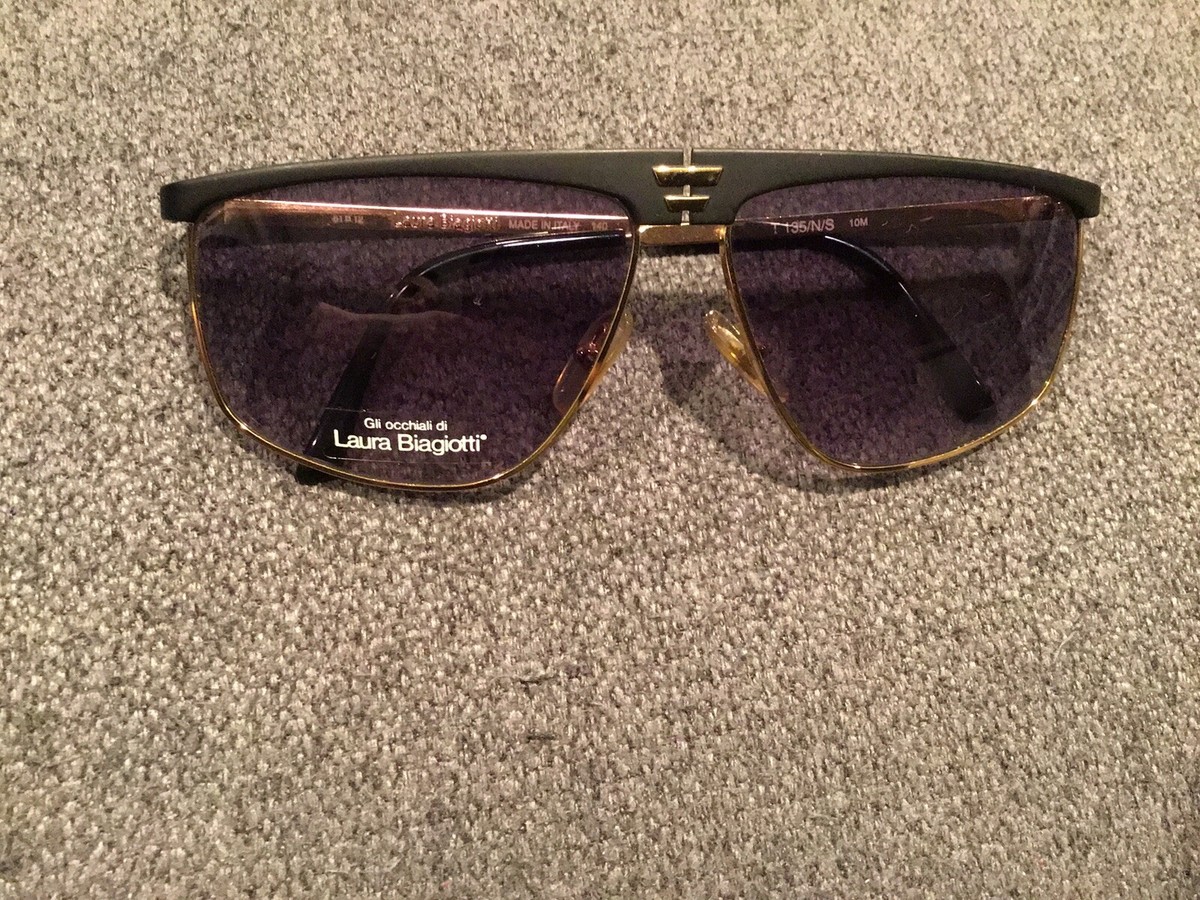 Vintage 1980 Laura  Biagiotti Elegant Black and Gold Women\'s Sunglasses Vintage Laura Biagiotti Square P37 Sunglasses main image 4