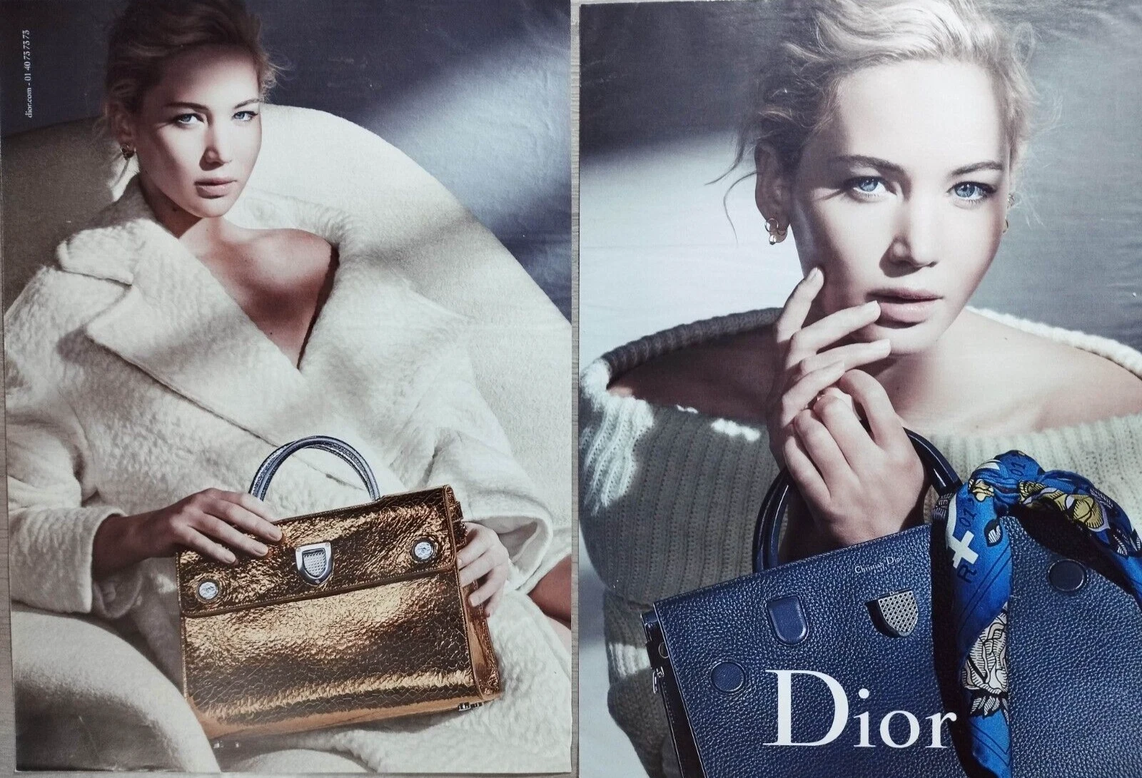 Dior SAC Femme Créateur Mode Sac à Main Sac à Main Imprimé Publicité /OR & BLEU