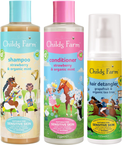 Childs Farm | Kids Hair Regime Bundle Strawberry & Organic Mint Shampoo 250ml & - Picture 1 of 6