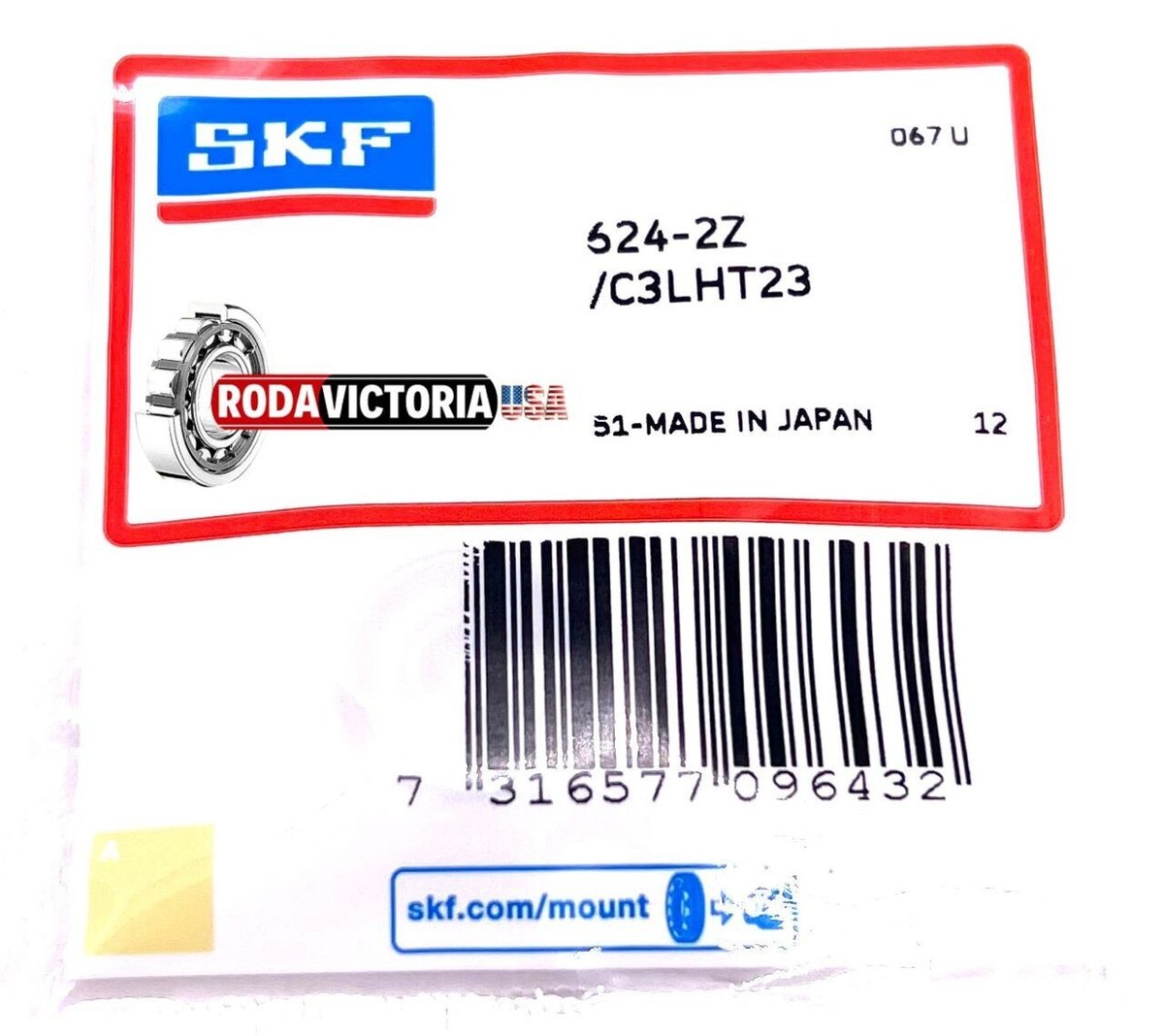 公式球 SKF 624 ZZ C3 LHT23 Deep Groove Ball Bearing, Metal Shielded