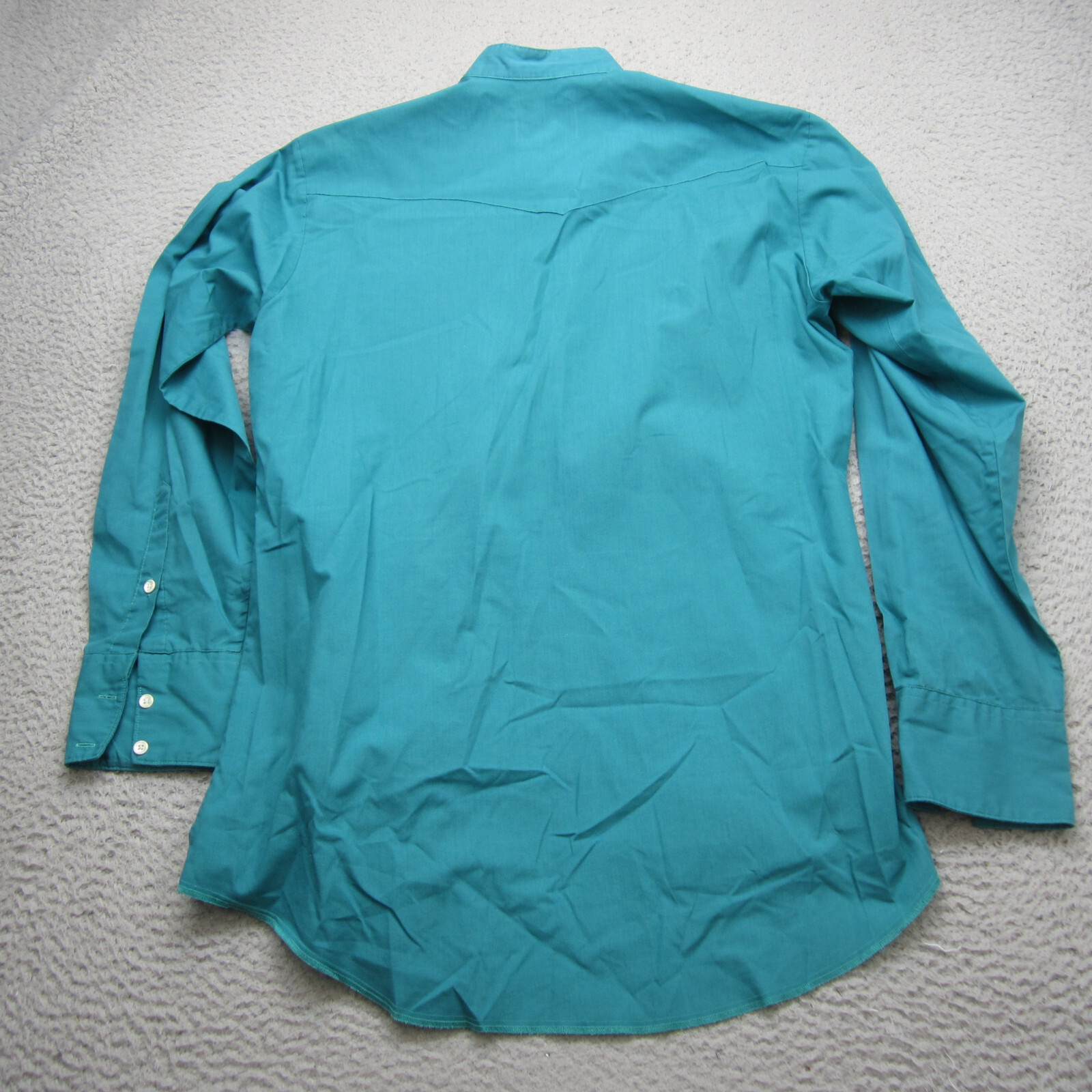 Vintage H Bar C Shirt Men Medium Blue Button Up Band Collar Western