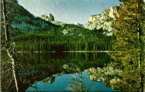 Cartolina cromata Sawtooth Mountains Petit Lake Idaho ID Sierra Club UNP - Foto 2 di 3
