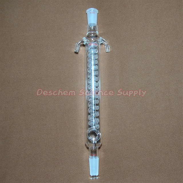 300mm,24/40,Glass Coil Reflux Condenser,Borosilicate Laboratory Glassware
