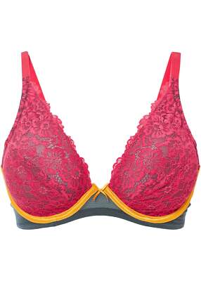 BH mit Bügel Gr. (90) B Petrolgrün Pinklady Gelborange Unterwäsche Bra Neu*