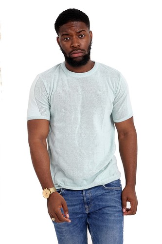 Mens Mint Regular Fit Net Jumper Crew 