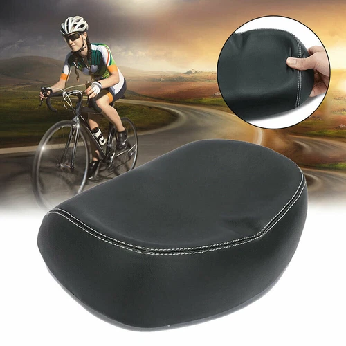 Bike Large Wide Saddle Bike Cycling Noseless Soft PVC PU Seat Black Big Ass Bike - Picture 3 of 12