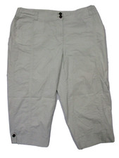 Chicos Capri Pants Size 2 Cargo Pocket Stretch Side Elastic Khaki Large 34x20