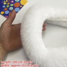 1M Faux Lapin Fourrure Bordure Veste Manteau Capuche Bande Col Couture Duveteux