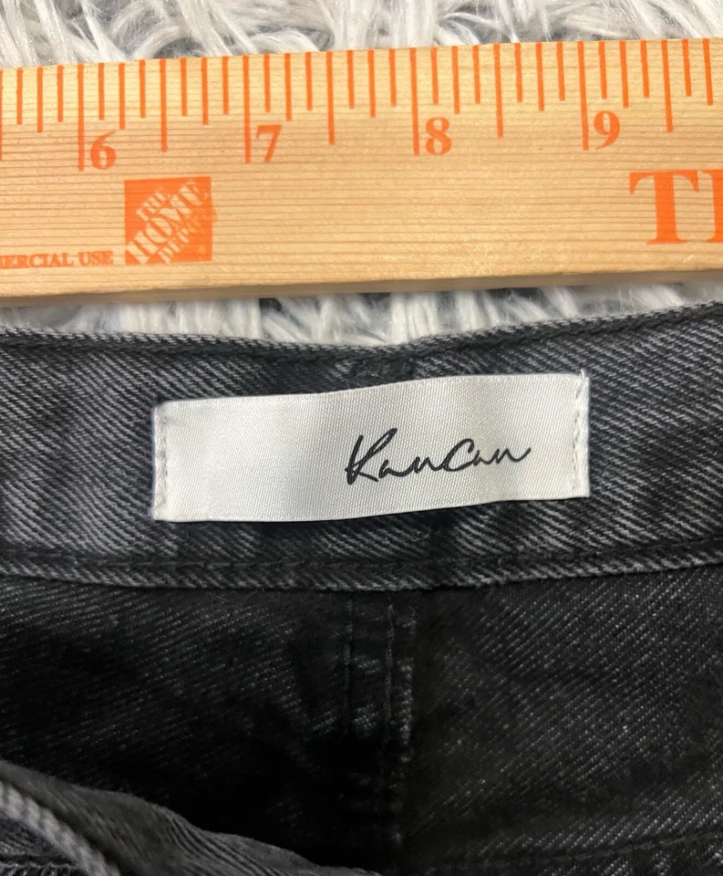 Pantalones de mezclilla KanCan Dixon tiro ultra alto años 90 boyfriend talla 11/29 negros desgastados Foto 3 de 4