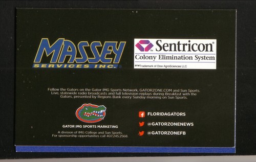 Florida Gators--2013 Football Pocket Schedule--Massey - Picture 2 of 2