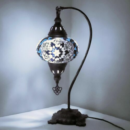 Lampe de bureau Turque Marocaine en verre coloré mosaïque Tiffany lampe grande - Imagen 1 de 8
