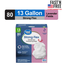 Great Value Strong Flex Tall Kitchen Drawstring Bags, 13 Gallon, 80 Count