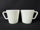 Vintage Pyrex White Milk Glass Coffee Cup D-Handle Mug #1410 USA Set of 2