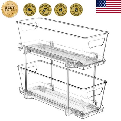 Compact 2-Tier Clear Basket Drawer for Efficient Narrow Space Organization
