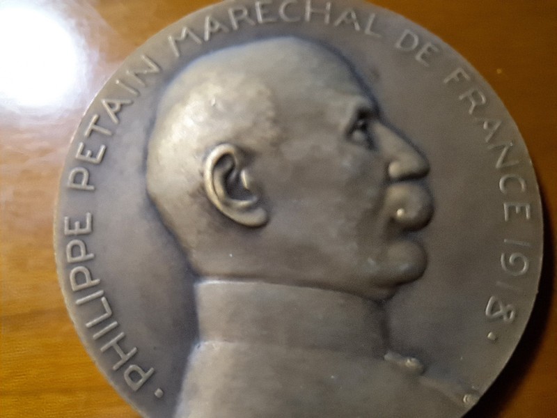 France WWI Marshal Pétain by Vernier Bronze Medal 68mm