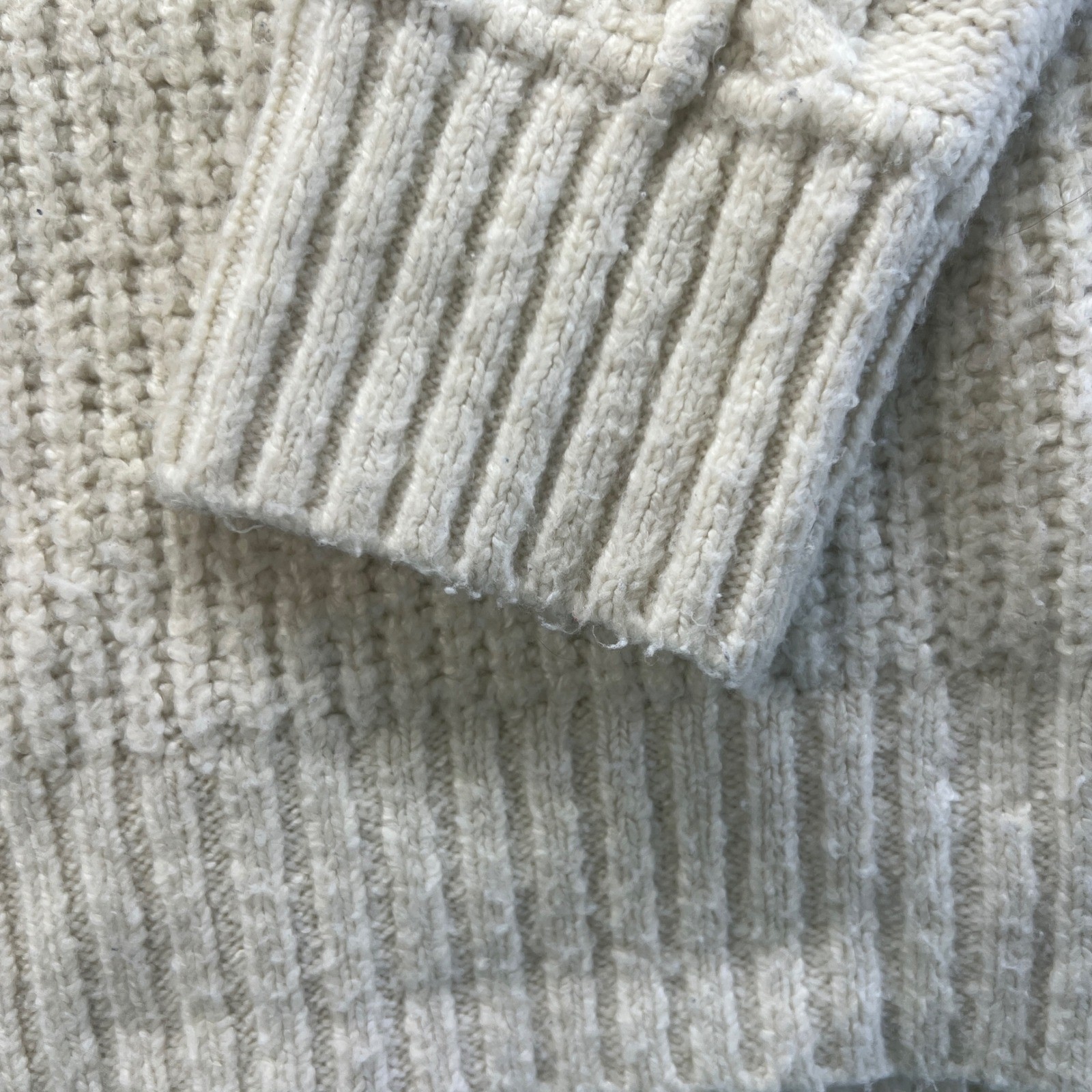 American Eagle Cream Patchwork Cable Knit Mock Ne… - image 3