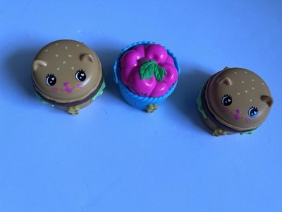 Polly Pocket Cat Burger Pie Compact Miniature Playset Mattel Incomplete Lot Of 3