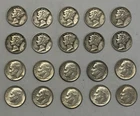 Mercury & Roosevelt Dime Mix lot of 20 Coin. 90% Silver.  10 Merc. & 10 Roosev.