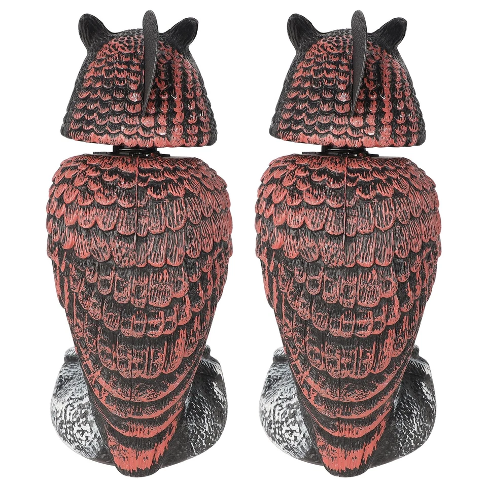 Paquete de 2 Espantapájaros Decoración Búho Falso con Cabeza Giratoria Disuasores de Pájaros Foto 3 de 4