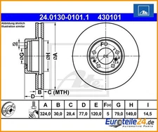 2pcs Brake Disc ATE 24.0130-0101.1 for BMW 5 Series 7 Series 8 Series